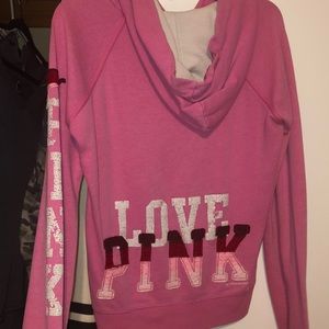 pink zip up hoodie